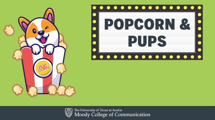 Popcorn and Pups event graphic